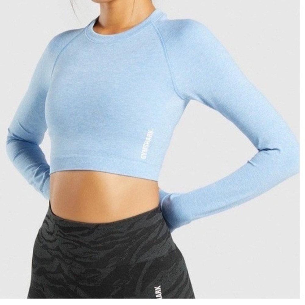 Gymshark Adapt Marl Seamless Crop Top Long Sleeves Gym Sporty Athletic Size S